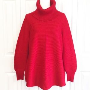Cyrus Woman Red Ribbed Knit Long Sleeve Turtleneck Sweater 1X